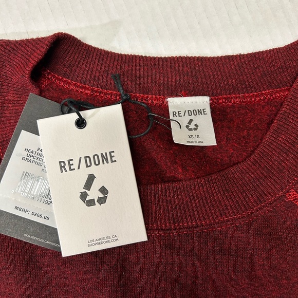 RE/DONE SANTA Up Cycled Crewneck WOMENS sz XS/S - Picture 3 of 4
